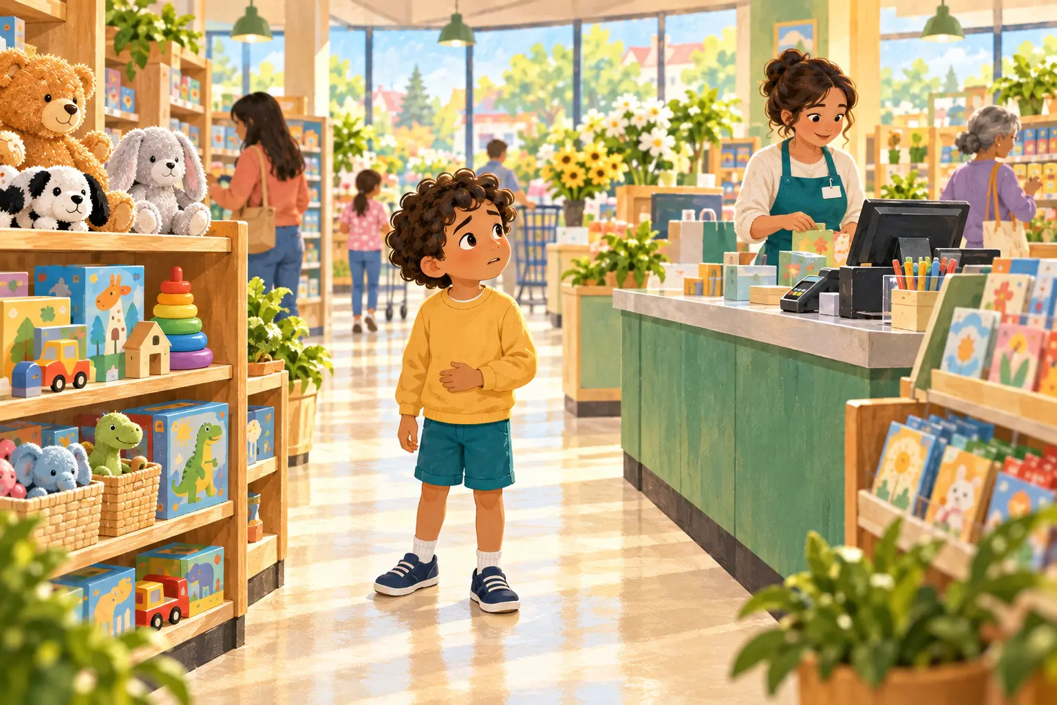 Milo notices that his grown-up is out of sight in a busy public place.